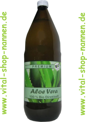 Bio Aloe Vera Saft 100% mit Fruchtfleisch, 1 Liter
