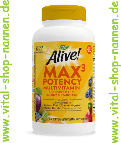 Alive! Multi-Vitamin, No Iron Added,180 Tabletten