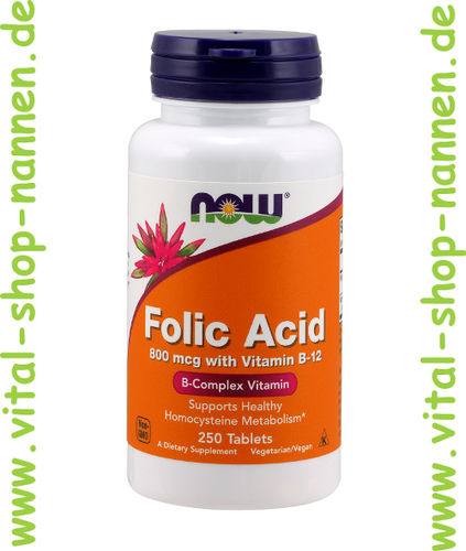 Folsäure 800 mcg + Vitamin B12, 250 Tabletten