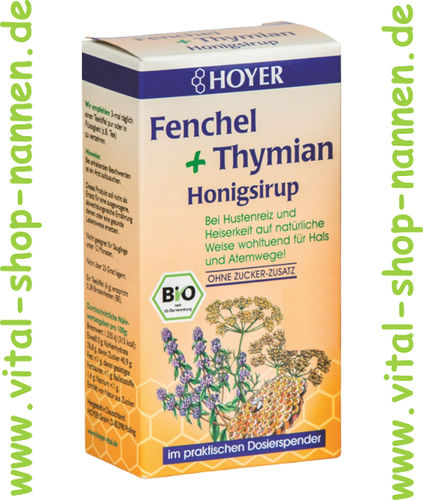 Fenchel + Thymian Honigsirup 250g, Bio