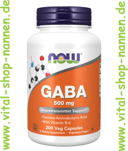 GABA, 500 mg, 200 veg. Kapseln + Vitamin B 6