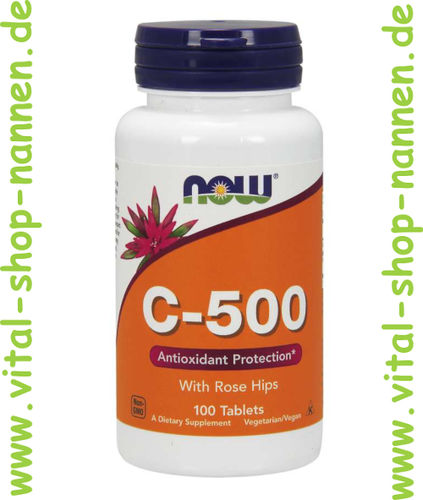 Vitamin C-500 mit Hagebutten, 100 Tabletten