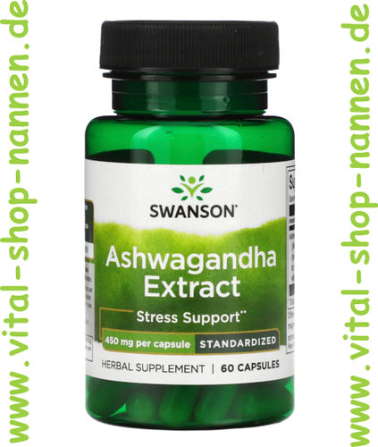 Ashwagandha Extrakt standardisiert 450 mg, 60 Kapseln
